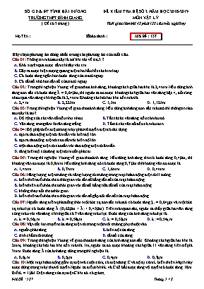 4 Đề kiểm tra hệ số 2 môn Vật lý Lớp 12 - Năm học 2018-2019 - Trường THPT Bình Giang